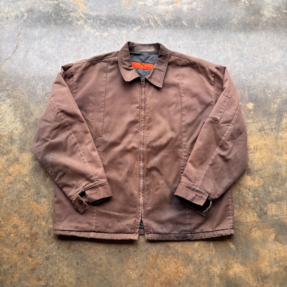 Red Kap Work Jacket Mens XL Brown Quilted Lined Full Zip Utility JT50BN8 Vintage